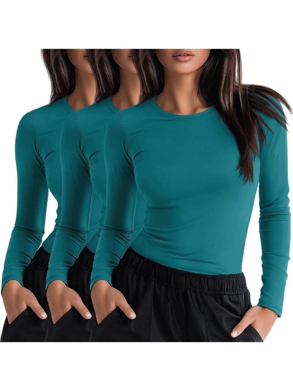 3 Pack Women's Long Sleeve Underscrub Tops - Soft, Comfortable, Versatile Wear
